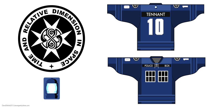 Tardis 3.0 hockey jersey design by Dave Delisle