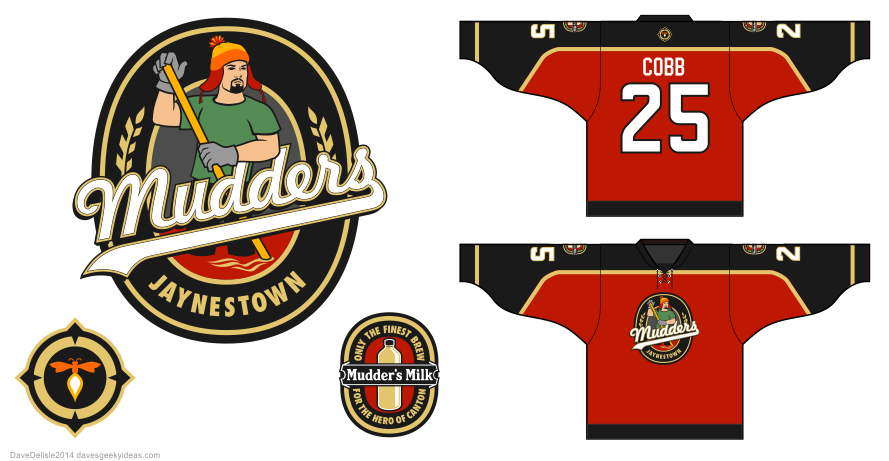 Jaynestown Mudders hockey jersey design by Dave Delisle