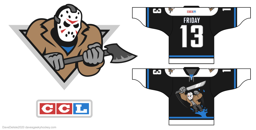 Jason Voorhees hockey jersey design Calgary Hitmen Anaheim Ducks Wild Wing Friday 13th